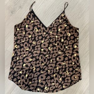 Express Brown and Black Leopard Print Tank with Gold Accents- XS
